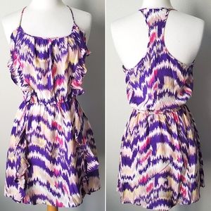 Parker Silk Ruffle Racerback Dress